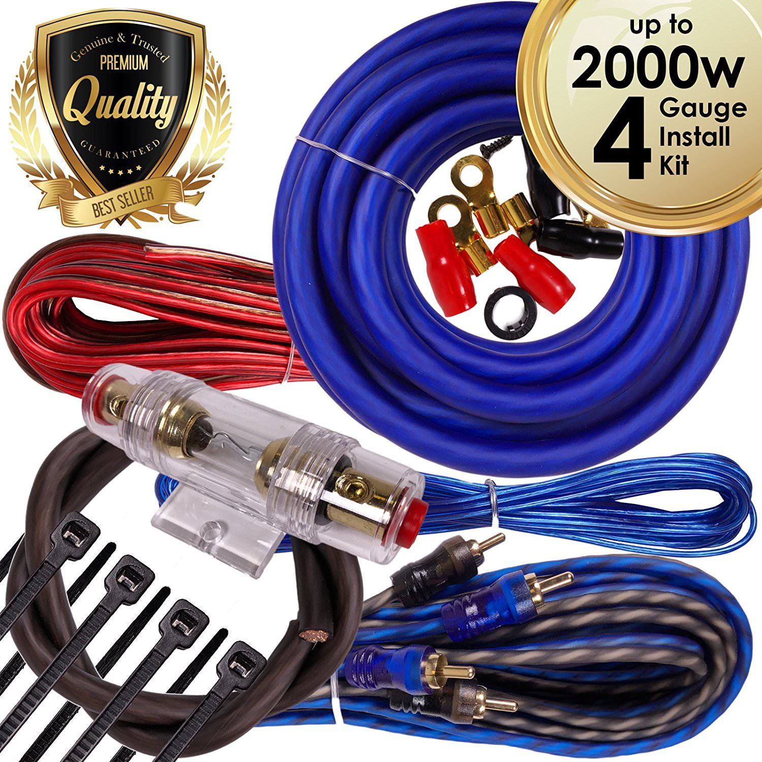 amplifier wiring kits Car Audio Components complete 2000w 4 gauge car amplifier installation wiring kit amp pk3 4 ga blue